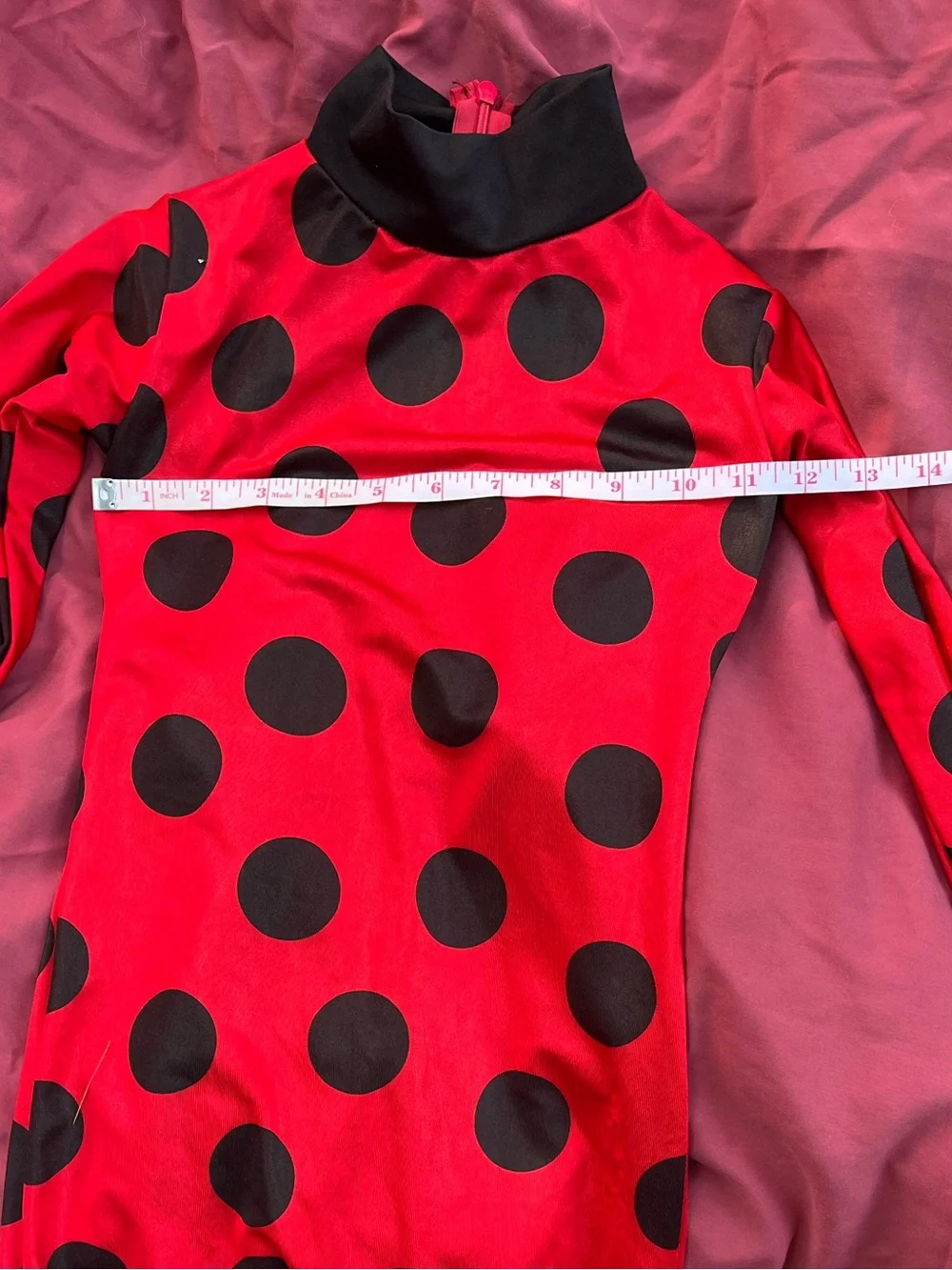 Miraculous Ladybug Girl costume bodysuit covers hands and feet / footie L 6